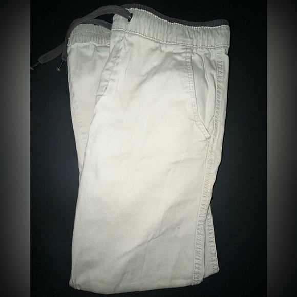 Men Drawstring Khaki Jogger Jeans - Picture 2 of 3